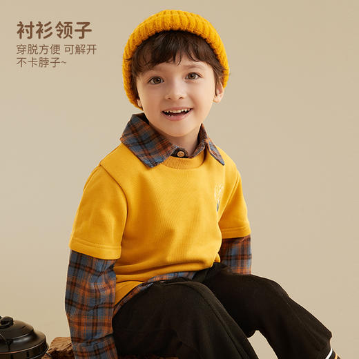 fx-咕噜日记儿童假两件格子衬衫PQCS2102 商品图1