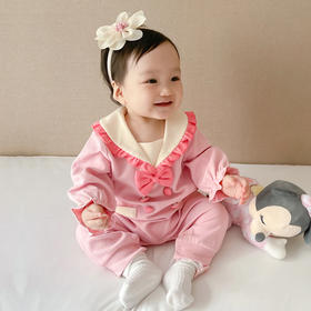 幸福满满秋冬婴儿连体衣英伦公主风长袖宝宝衣服女宝爬爬服跨境新生儿衣服