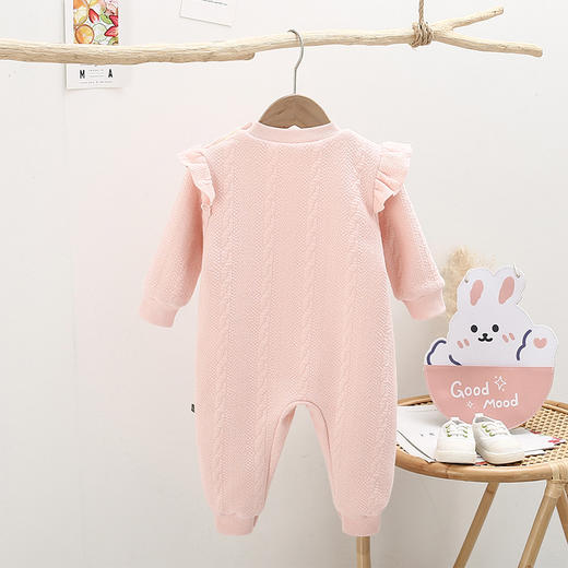 幸福满满婴儿连体衣0-1岁女宝宝衣服淑女爬爬服飞边袖新生儿长袖婴儿服装 商品图3