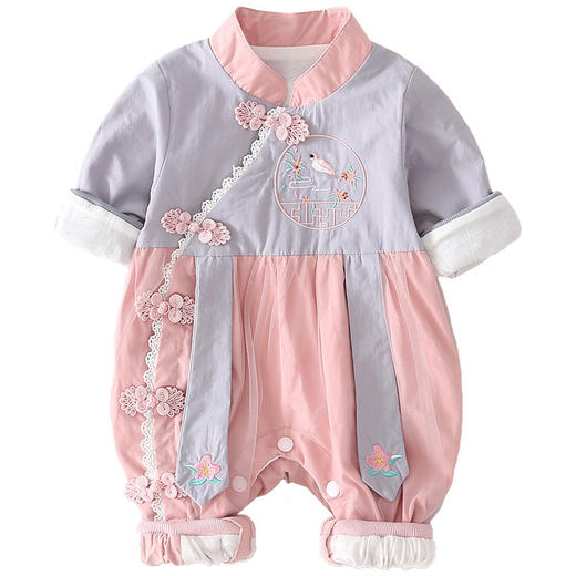 幸福满满婴儿秋装女宝宝连体衣满月婴儿服0-3-6个月公主哈衣女婴爬服批发 商品图4