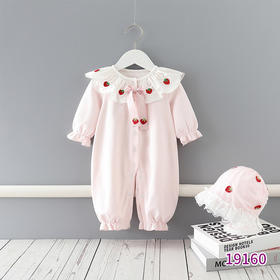 幸福满满童装2021年春秋新款婴儿连体衣宝宝草莓长袖爬服新生儿包屁衣