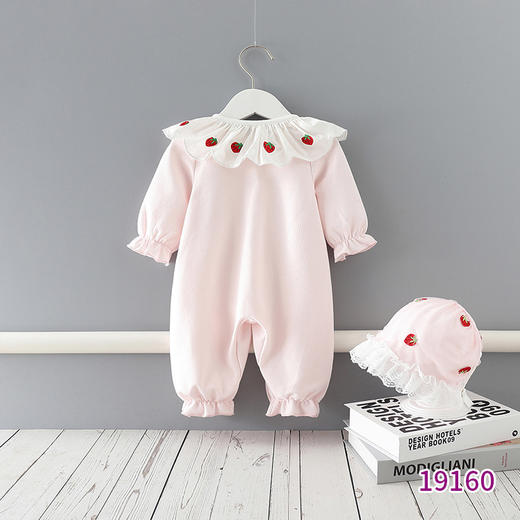 幸福满满童装2021年春秋新款婴儿连体衣宝宝草莓长袖爬服新生儿包屁衣 商品图1