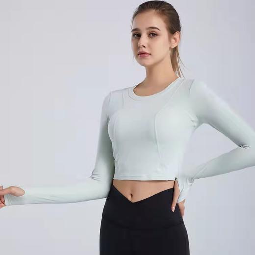 秋冬新款露脐瑜伽服长袖T恤跑步运动上衣健身服长袖罩衫女rd03 商品图1