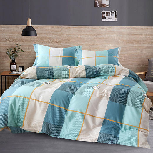 【紫韵家纺】“青春恋歌”经典四件套（格）形象绿色天地盒 商品图0