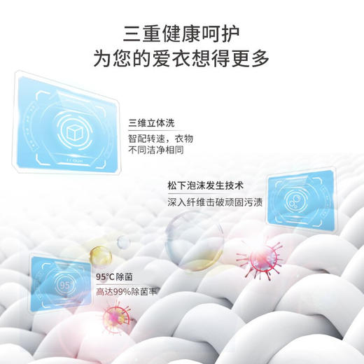 松下(Panasonic)滚筒洗衣机全自动10公斤 95度除菌洗 变频三维立体洗 节能轻音 商品图3