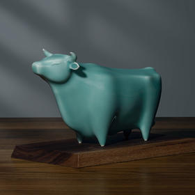 龙泉青瓷福牛摆件新年送礼客厅玄关招财生肖牛乐悠悠