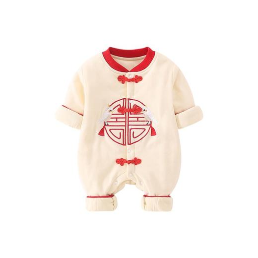 幸福满满婴儿秋冬服装百天照宝宝中国风旗袍哈衣新生儿中式汉服连体衣夹棉 商品图4