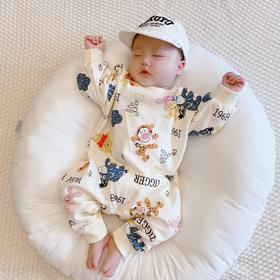 幸福满满春秋新品男宝宝纯棉连体衣婴幼儿卡通大印花爬服女小童包屁衣