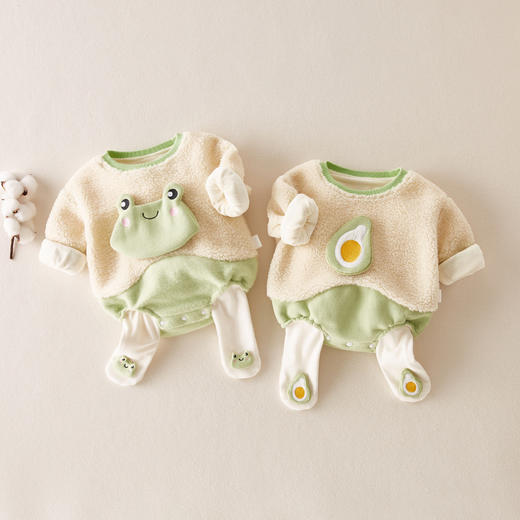 幸福满满网红婴儿衣服春秋套装可爱女宝宝洋气秋季连体衣百天幼儿秋装外出 商品图1