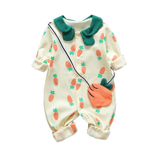 幸福满满宝宝秋装翻领连体衣服男女孩可爱哈衣爬服新生婴儿衣服秋季外出服 商品图4