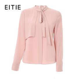EITIE爱特爱秋季新款时尚通勤职业百搭显瘦飘带直筒上衣衬衫6709414