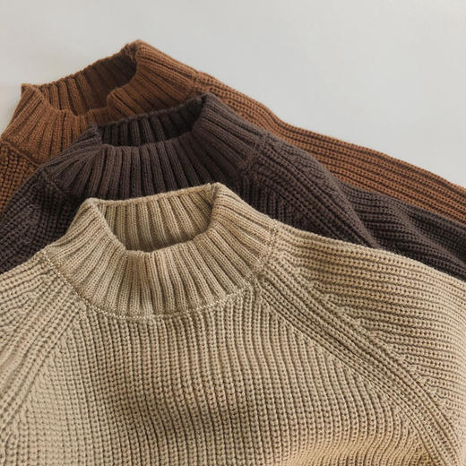 幸福满满21冬装新款韩版儿童加厚套头毛衣复古粗线半高领男女童毛衣针织衫 商品图3