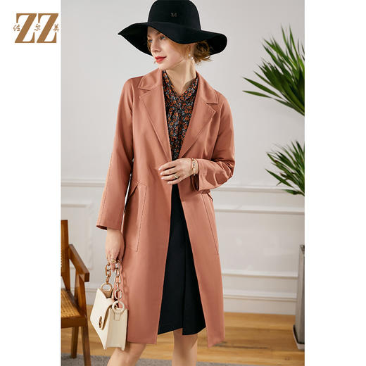 佐尔美2021新款秋装 流行质感气质长风衣女E13FC26 商品图0