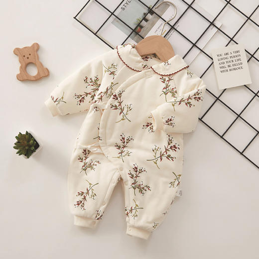 幸福满满颗粒熊宝宝衣服婴儿秋冬装韩版棉不连帽长袖婴儿连体衣新生儿衣服 商品图1