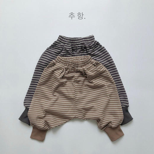 幸福满满韩版儿童条纹卫衣飞鼠裤秋冬男女童圈圈棉垮裤洋气宽松休闲卫裤 商品图1