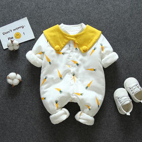 幸福满满婴儿连体服衣春秋冬季夹棉新生儿婴儿服哈衣薄棉初生保暖宝宝衣服加厚秋装童装圣诞礼物