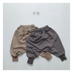 幸福满满韩版儿童条纹卫衣飞鼠裤秋冬男女童圈圈棉垮裤洋气宽松休闲卫裤