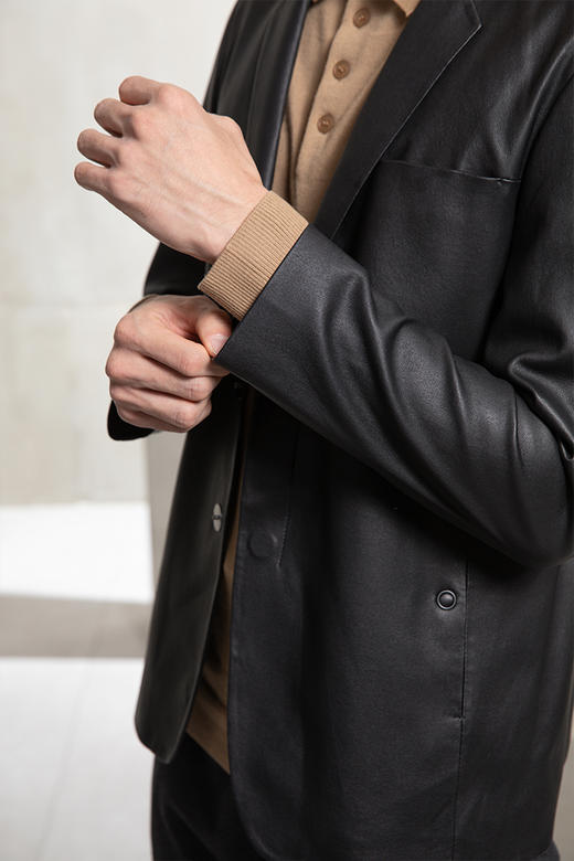 callisto黑色羊皮革皮西装  FQFLT021C 商品图2