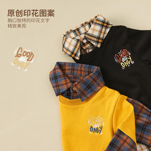 fx-咕噜日记儿童假两件格子衬衫PQCS2102 商品图2