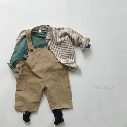 幸福满满儿童韩版条纹衬衫秋冬新款男女童棉麻休闲长袖衬衣外套森系洋气 商品图2