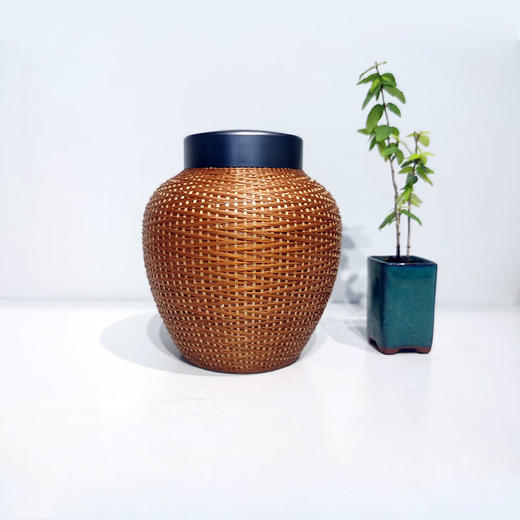 竹丝扣瓷茶叶罐 商品图1