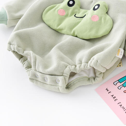 幸福满满秋冬季婴幼儿青蛙大眼睛可爱长袖包屁衣男女宝宝加厚加绒三角爬服 商品图4