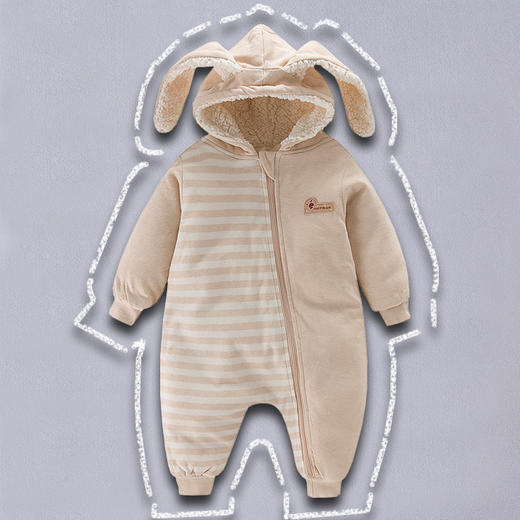 幸福满满童装新款彩棉婴儿夹棉加绒连体衣保暖哈衣宝宝服装爬服厂家货源 商品图2