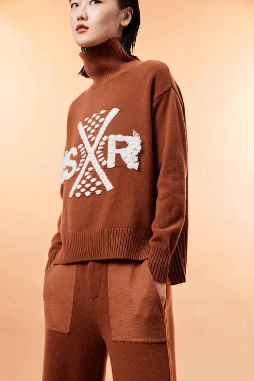  樽领宽松羊绒针织女套衫 SJF93W418N 商品图0