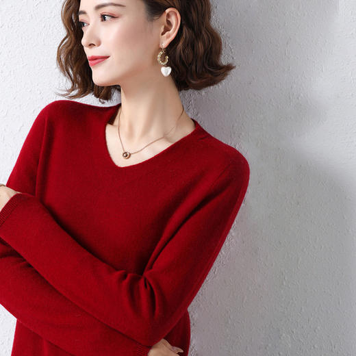 丁摩 无缝全羊毛V领打底衫21301-DB199-WX123 商品图8