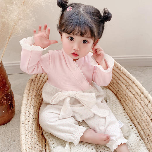 幸福满满idea女童幼儿连体衣汉服连体哈衣长袖韩版连体衣可爱爬服外出 商品图0