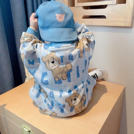 幸福满满春秋新品男宝宝纯棉爬爬服女婴童卡通大印花连体衣小童宽松哈衣潮 商品图1