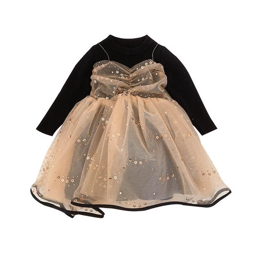 幸福满满女童秋季洋气新款连衣裙宝宝韩版网纱儿童裙子纯色时尚淑女公主裙 商品图4