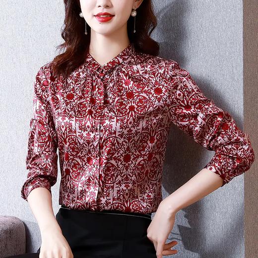 WP-2021年早秋季新款女装春秋款洋气时尚洋气缎面长袖上衣妈妈衬衫女 商品图2