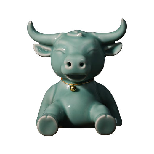 世界非遗龙泉青瓷生肖牛福牛摆件金多多可爱萌牛陶瓷摆件 商品图3