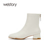 westory2021秋季新款粗跟短靴瘦瘦靴复古摩登时装靴S21DS81211 商品缩略图1