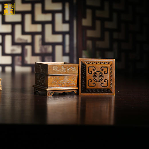 RZQS43庆松堂小方刻花印香炉 商品图3
