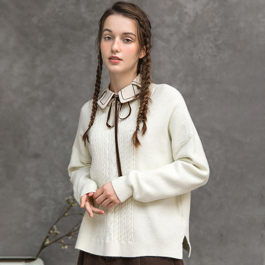 Famecoco范可儿毛衣女秋冬宽松羊毛针织上衣F218DB003 商品图2