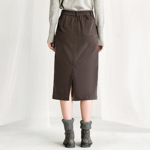 Famecoco范可儿优雅半身裙秋冬气质开叉长裙F218HA002 商品图3