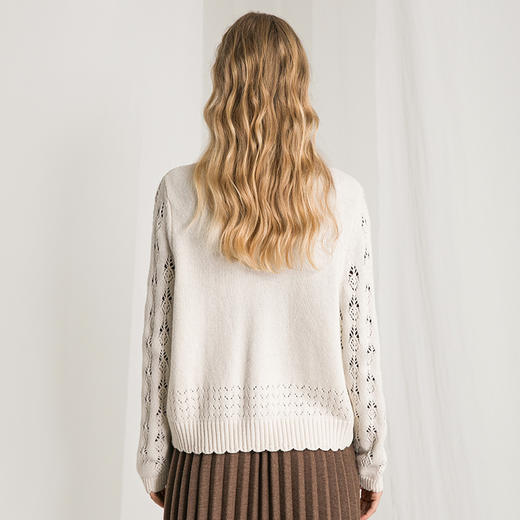 famecoco范可儿短毛衣外套开衫女秋冬镂空针织上衣F218DE001 商品图1