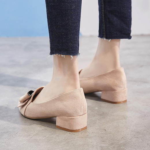 ZHR【水钻|蝴蝶结】浅口粗跟通勤鞋女职业鞋子女乐福鞋女单鞋女鞋 商品图1