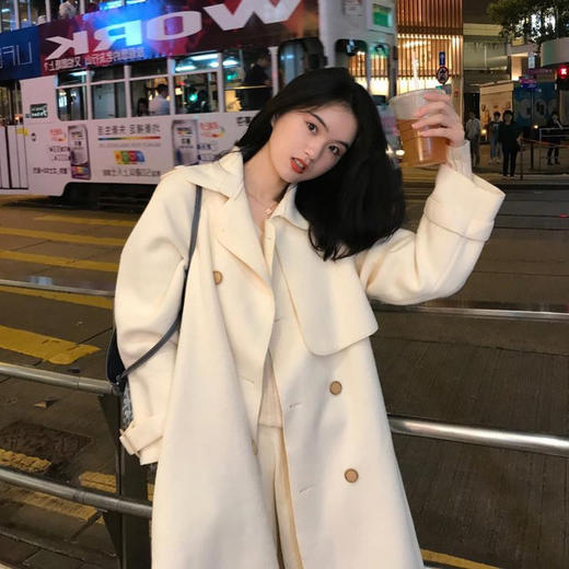 【服饰鞋包】-中长款毛呢外套女韩版秋冬双面呢子大衣网红小个子过膝 商品图0