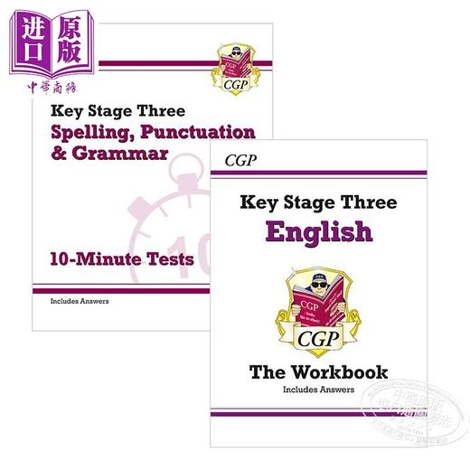 英国cgp教材ks3 English Workbook Grammar 中学英语教辅2册套装单词拼写语法标点符号练习含答案12 14岁 中商进口商城