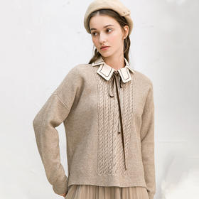Famecoco范可儿毛衣女秋冬宽松羊毛针织上衣F218DB003