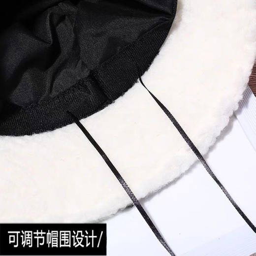 羊羔绒渔夫帽子女秋冬季新款显脸小韩版潮时尚百搭盆帽加厚保暖帽 商品图3