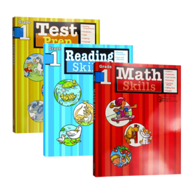 Flash Kids美国小学一年级英语练习册3册 英文原版 Math Reading Skills 家庭英文学习教辅教材Harcourt Family Learning哈考特