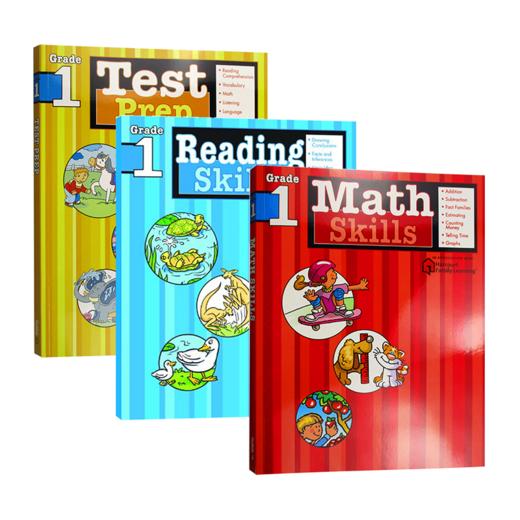 Flash Kids美国小学一年级英语练习册3册 英文原版 Math Reading Skills 家庭英文学习教辅教材Harcourt Family Learning哈考特 商品图0