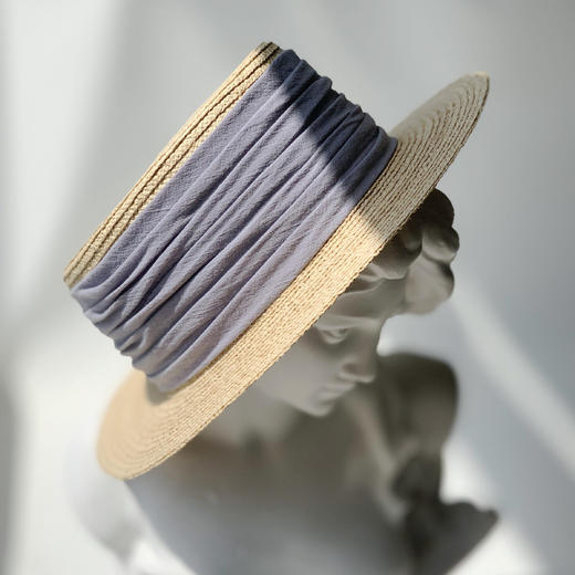 春夏新款复古拉菲草平顶草帽英伦礼帽 商品图2