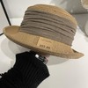 复古休闲手工草帽女夏季褶皱蝴蝶结遮阳帽 商品缩略图2