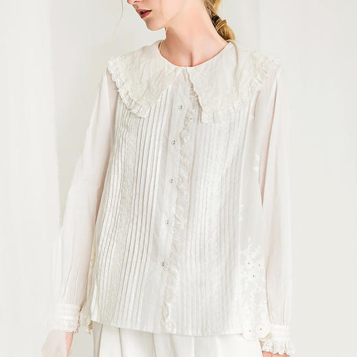 Famecoco范可儿娃娃领衬衫秋冬洋气时尚气质衬衣F218BA003 商品图2