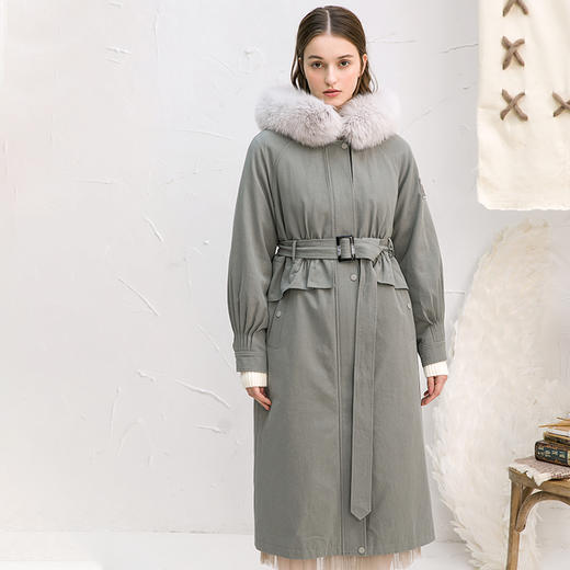 famecoco范可儿派克服冬季连帽羽绒棉服长款F218AH004 商品图3